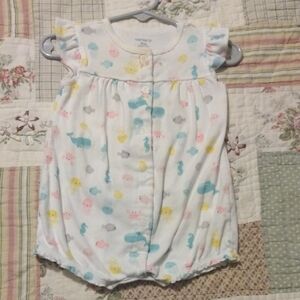 Carter's White Romper with Colorful Sea Life